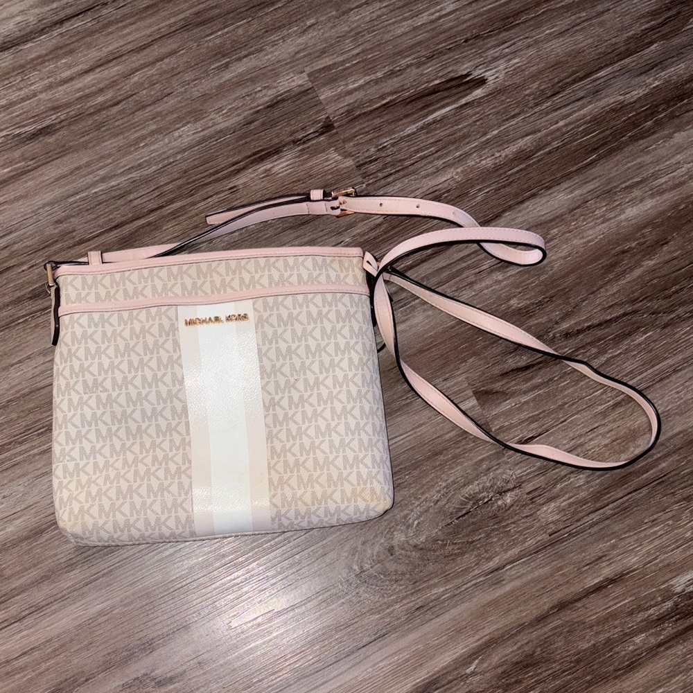 Michael Kors Cream and Pink Crossbody Bag